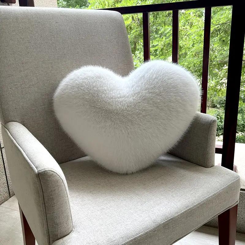 Подушка Love Plush Throw, простая, бытовая, креативная, имитация меха лисы, легкая, роскошная, имитация меха, диванная подушка, поясничная подушка для девочки