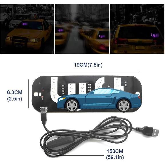 Driver-Specific USB Car LED Light Sign, Windshield Taxi Light Sign with Display, Suitable for Sedans, SUVs, and Cars, Easy Suction Cup tallation, USB