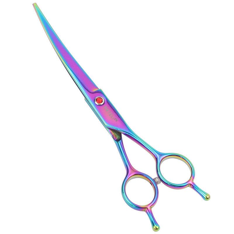 7.0 inch Professional Pet Grooming Scissors Fishbone Teeth Straight/Curved Thinning Scissor for Dogs Pet Groomer Tools Products