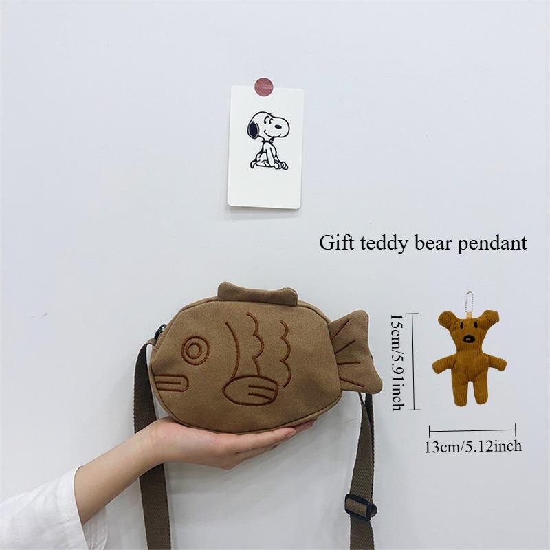 Сумка-мессенджер в форме рыбы из холста, модная, с милой вышивкой, переносная, на молнии, маленькие кошельки, сумки, мини-сумка через плечо