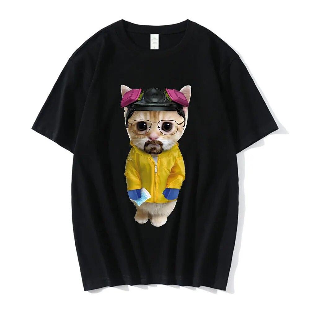 El Gato Meme Sad Crying Cat Munchkin Kitty Meme Модная футболка с рисунком Модные футболки с короткими рукавами Унисекс Негабаритная уличная одежда