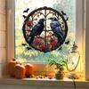 Halloween Creative Circular Window Stickers with Crows Roses Bats Balcony Glass Display Window Decorations
