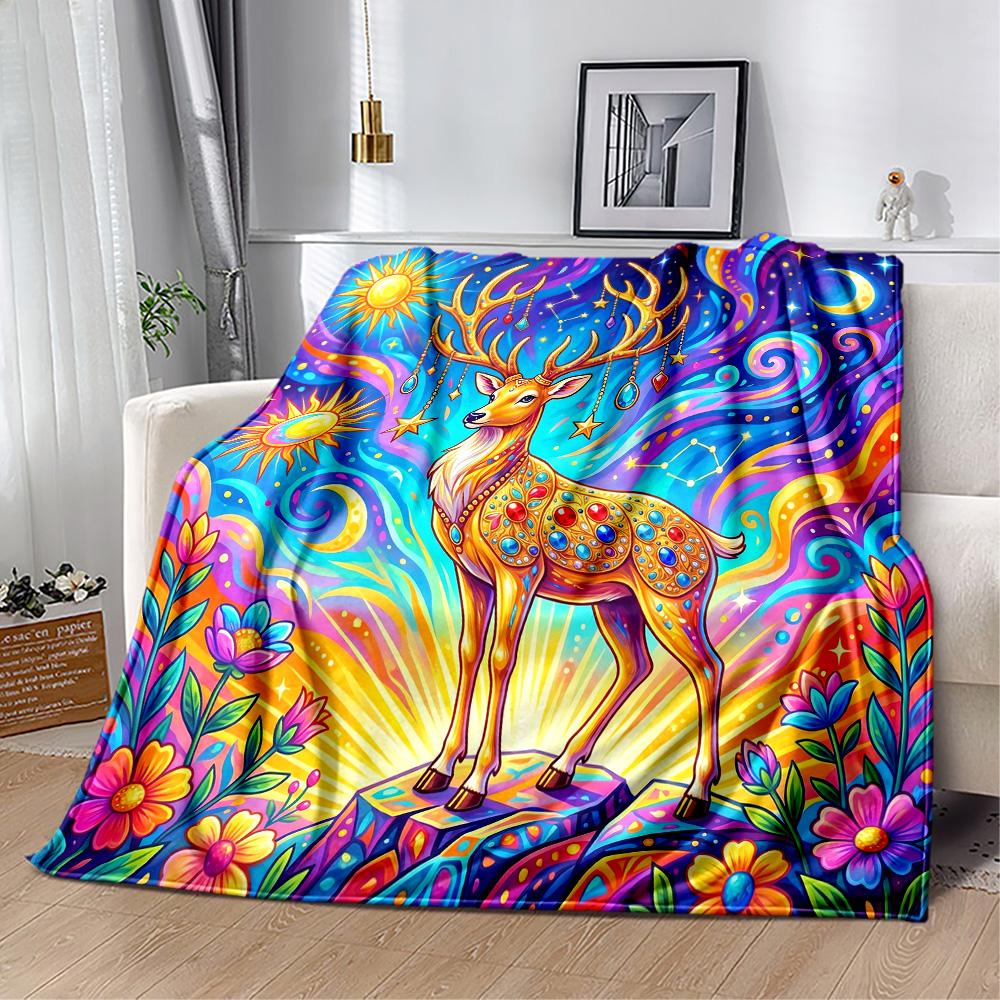 Magical Deer Fantasy Blanket,Suitable for sofas, offices, travel, living rooms, Gifts to relatives and friends, Blanket,Suitable for all seasons.