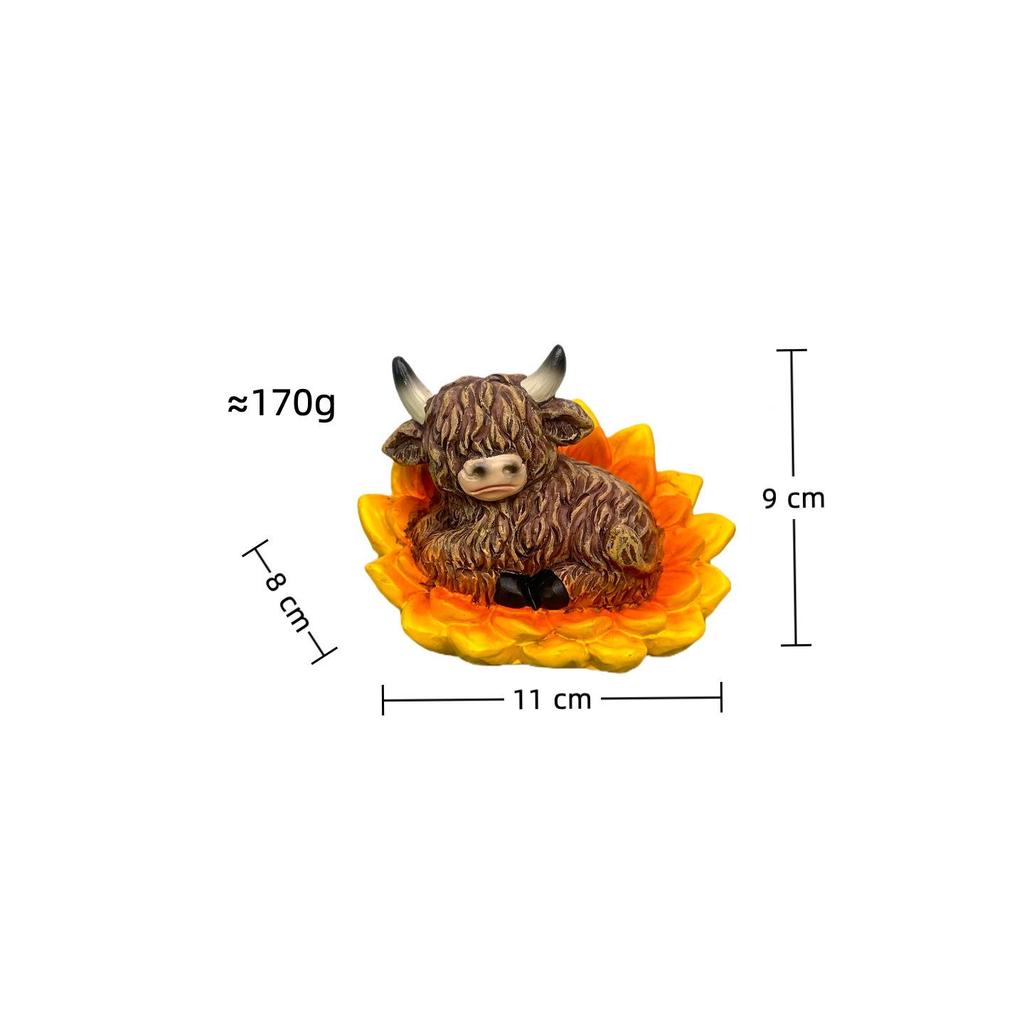 Highland Cow Sunflower Garden Ornament - Outdoor Resin Decoration Gift