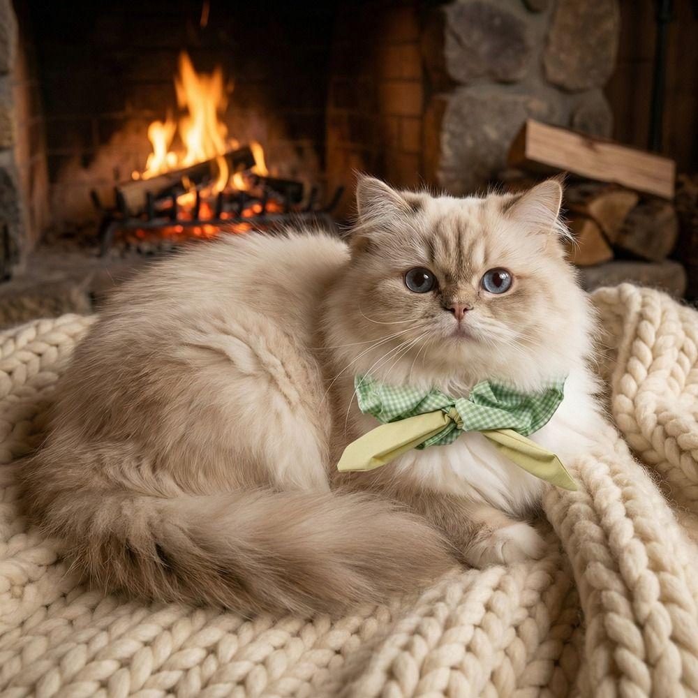 Comfortable Dog Collar Plaid Pattern Cat Neck Wear Pet Accessories Pet Cat Scarf Take Photos