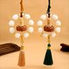 Good Luck Boxwood Small Buddha Pendant Bodhi Lotus Tassel Car Hanging Car Single/Double Ring Ornaments Car Rearview Pendant