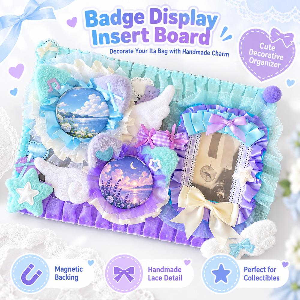 Bow Ribbon Ita Bag Badge Holder Handmade Lace Badge Display Insert Lolita Accessory