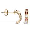 [J5248] - Gold Plated Half Hoop Earrings 'Déesse' White Golden Garnet - 13x3 Mm