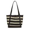 2025 new straw tote bag black and white striped holiday women's bag large capacity beach bag woven portable shoulder bag