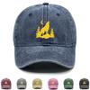 Golden Wolf Moon Print Snapback Sun Hat, Animal Flat Cap Fit Solid Color Sun Protection Adjustable Buckle Adjustable Baseball Hat