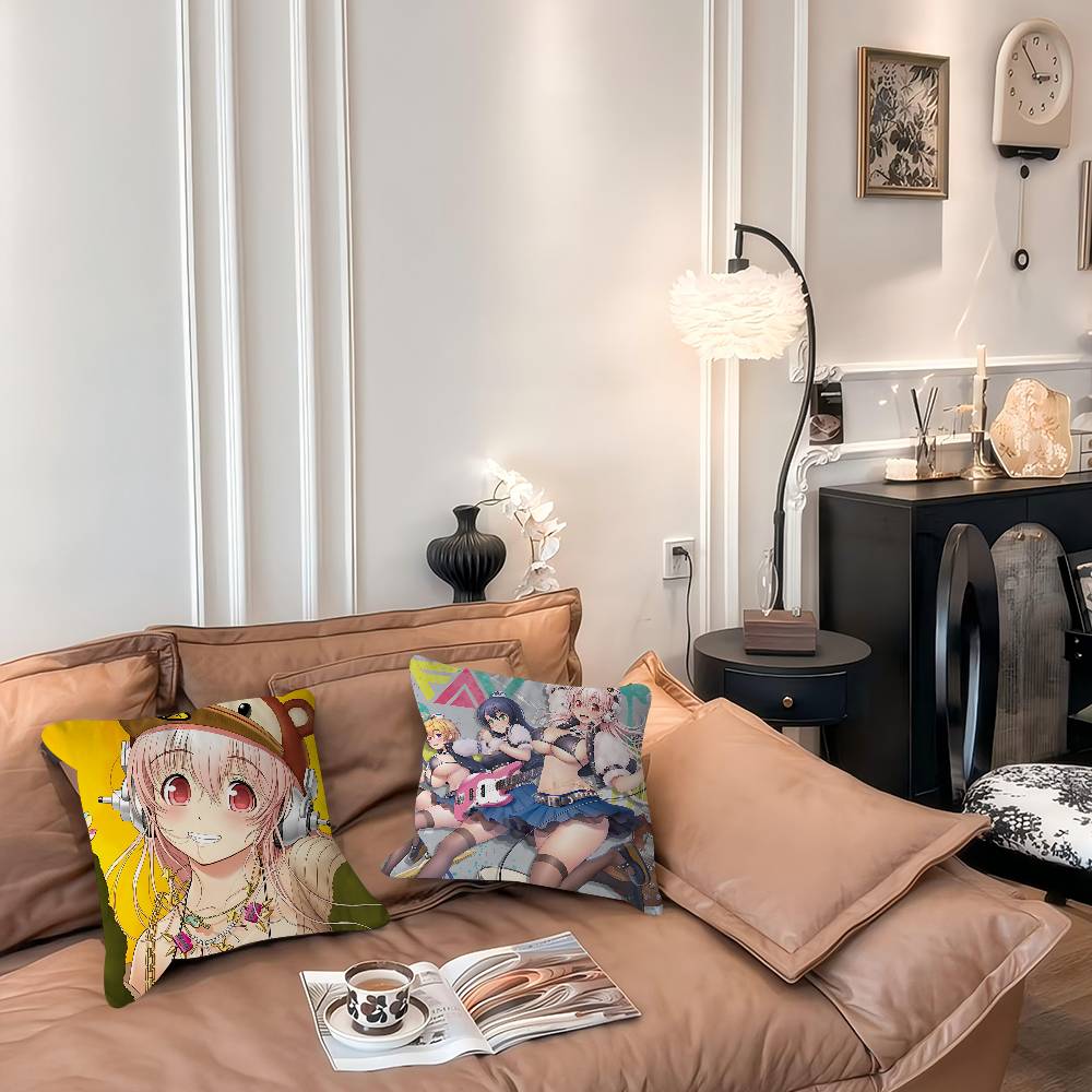 Аниме Супер Сонико Наволочка Съемная Моющаяся Наволочка – Всесезонный Мягкий Лен
