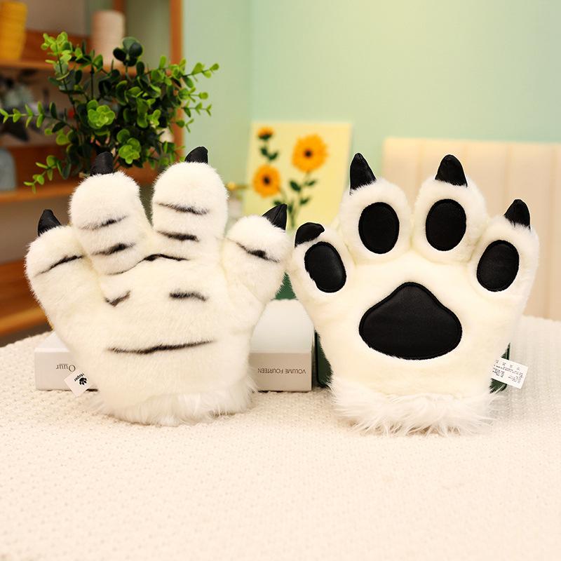 Мультяшный Животный Тигр Хвост Лапа Плюшевая Игрушка Динозавр Леопард Перчатки Повязка на Голову Кукла Детский Реквизит для Выступлений