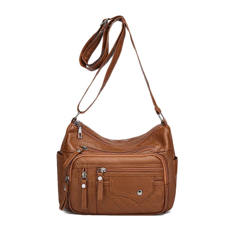 Модная сумка через плечо на молнии из искусственной кожи с несколькими карманами на плечо