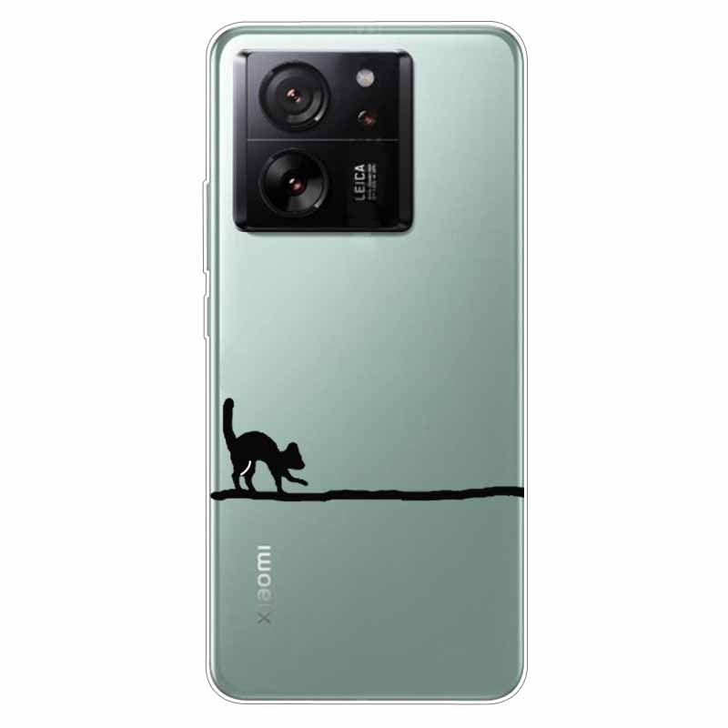 Soft Clear Cover For Xiaomi 13T Case TPU Lovely Cat Silicone Covers For Xiaomi Mi 13T Cases Transparent for Xiaomi13T Bumpers