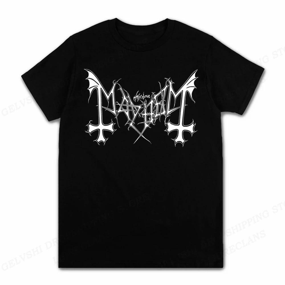 Мужская футболка Rock Band Mayhem Black Metal Футболка Винтажная 100% Хлопок Короткий рукав Круглый вырез Футболка Женская EU Размер Унисекс Топы