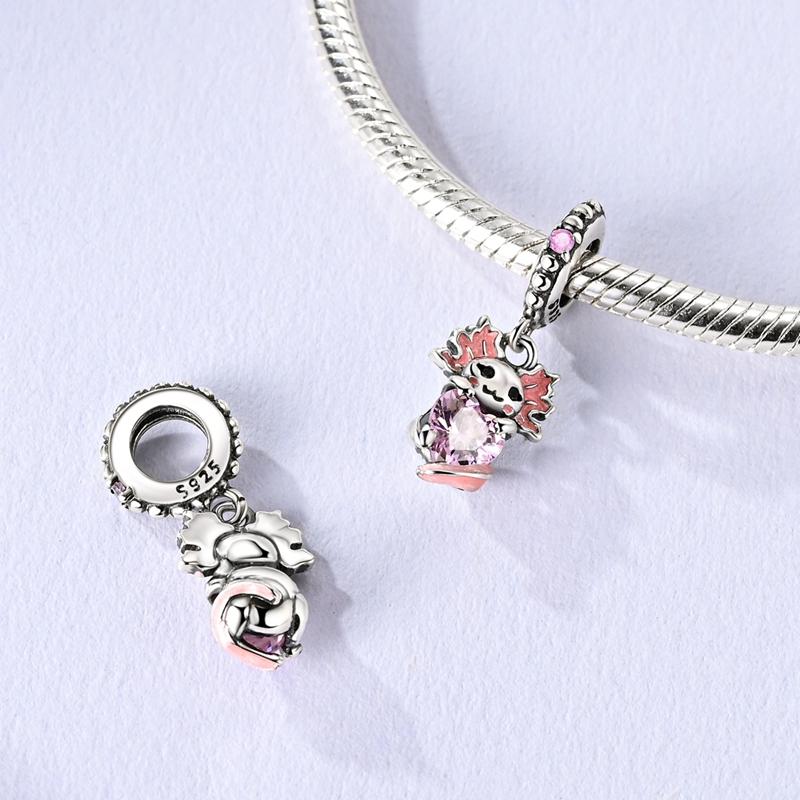 Серебро 925 пробы Розовые Шармы Бусины Бабочка Флакон для духов Корона Сердцеобразные Циркониевые Шармы для женщин Тонкие DIY Украшения Подарки