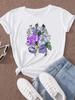 (Asian Size) Women Tee Top Clothing Casual Flower Lovely Trend 90s Style Short Sleeve T Shirt Fashion Print Lady Female Graphic T-shirts