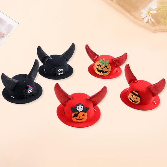 Хэллоуин Шляпа для питомца Кошачья формальная шляпа с рогами Шляпа тыква-паук Регулируемый головной убор для маленьких собак и кошек Праздничный костюмный аксессуар