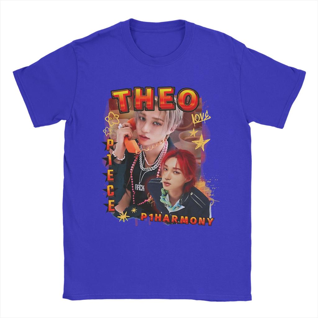 P1Harmony Theo Korean Group KPop Unisexs T Shirts  Novelty Tees Short Sleeve Round Collar TShirt 100 Cotton Gift Idea Clothes