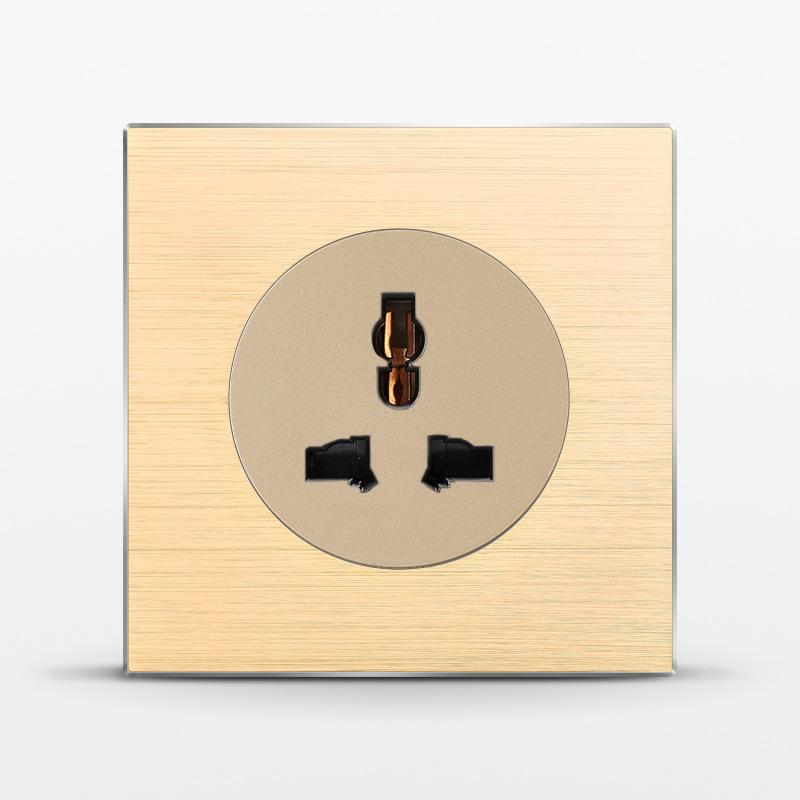 86 тип 1 2 3 4-клавишный 12-позиционный светодиодный индикаторный выключатель из алюминиевого сплава, универсальная роскошная настенная двойная розетка ЕС Франция Великобритания