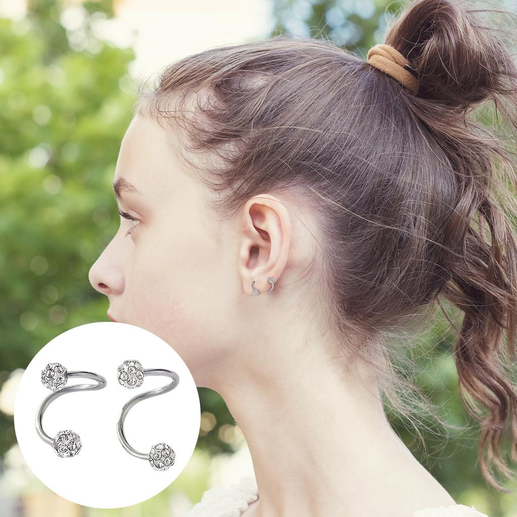 And High-End Double-Head Screw Buckle Diamond Ball Unique S-Shaped Earrings