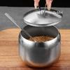 Серебряная банка для специй из чистого титана, с крышкой и ложкой, Кухонные принадлежности Контейнер для специй Органайзер для соли, Банка для хранения кофейных зерен