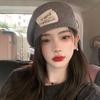 Porridge Cocoa Knitted Hat Woolen Hat Label Beret Women Autumn and Winter Versatile Warm Big Head Painter Hat