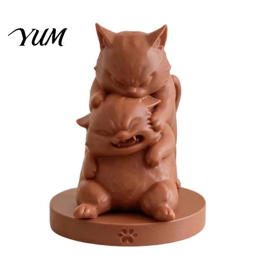 Stress Relief Desktop Accessories Fighting Cats Ornament, 3D Printed Stacked Kitten Figurine, Durable PLA Cat Figurines for Home Decor Creative Animal