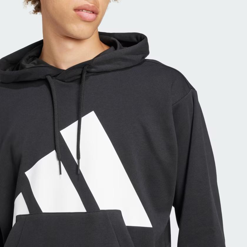 adidas Essentials Big Logo French Terry Hoodie Black/White Men Streetwear IN6164