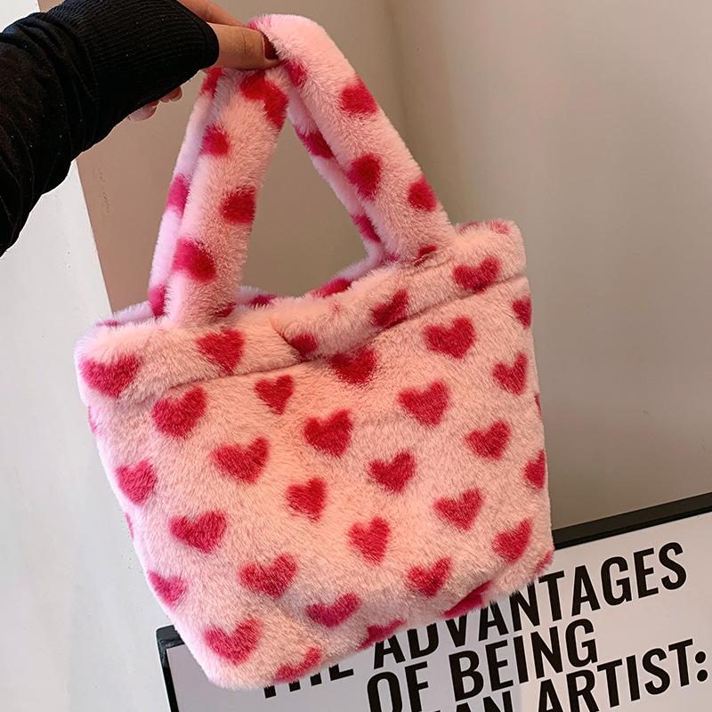 Большая вместительная плюшевая сумка, новый стиль, меховая сумка для переноски, простая сумка для девочек, милая плюшевая сумка, женская сумка