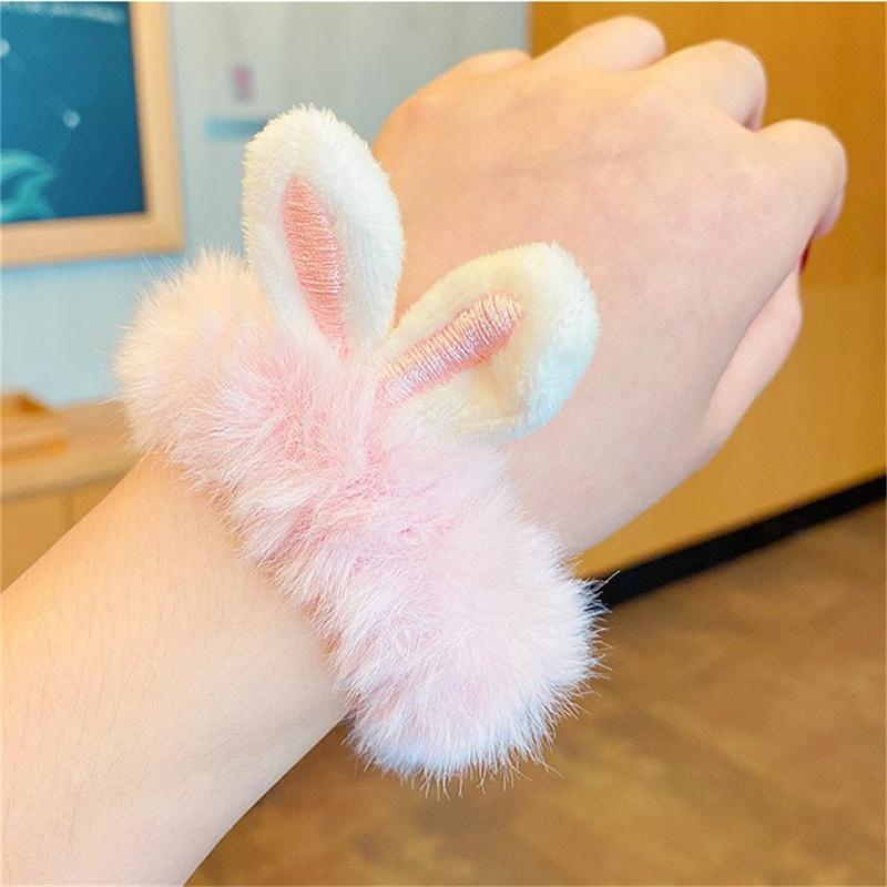 Милые кроличьи ушки, веревка для волос, эластичные резинки для волос карамельного цвета, аксессуары для волос для девочек