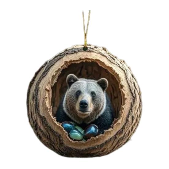 Рождественское украшение в виде животного 2D, плоский акриловый кулон в виде лесного животного, подвесная елка