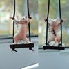 Resin Cat Car Ornament Auto Mirror Hanging Ornament Cute Swing Cat Figurine Pendant Car Interior Decor