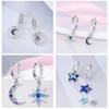 2024 New Earring for Women 925 Silver Sparkling Star Butterfly Heart Tassels Feather Hoop Earrings Engagement Wedding Jewelry