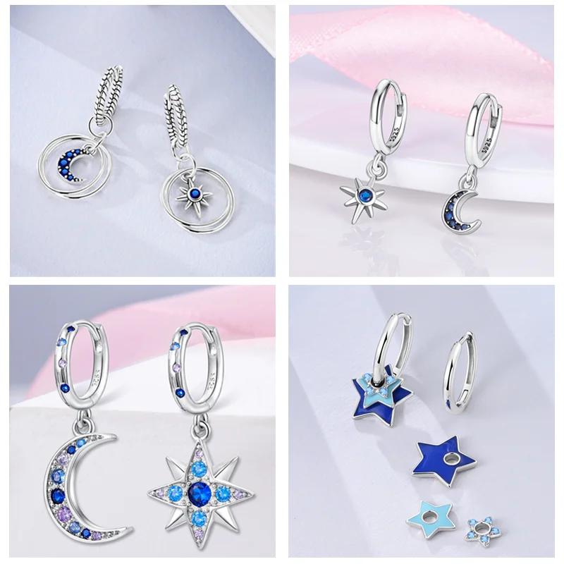2024 New Earring for Women 925 Silver Sparkling Star Butterfly Heart Tassels Feather Hoop Earrings Engagement Wedding Jewelry