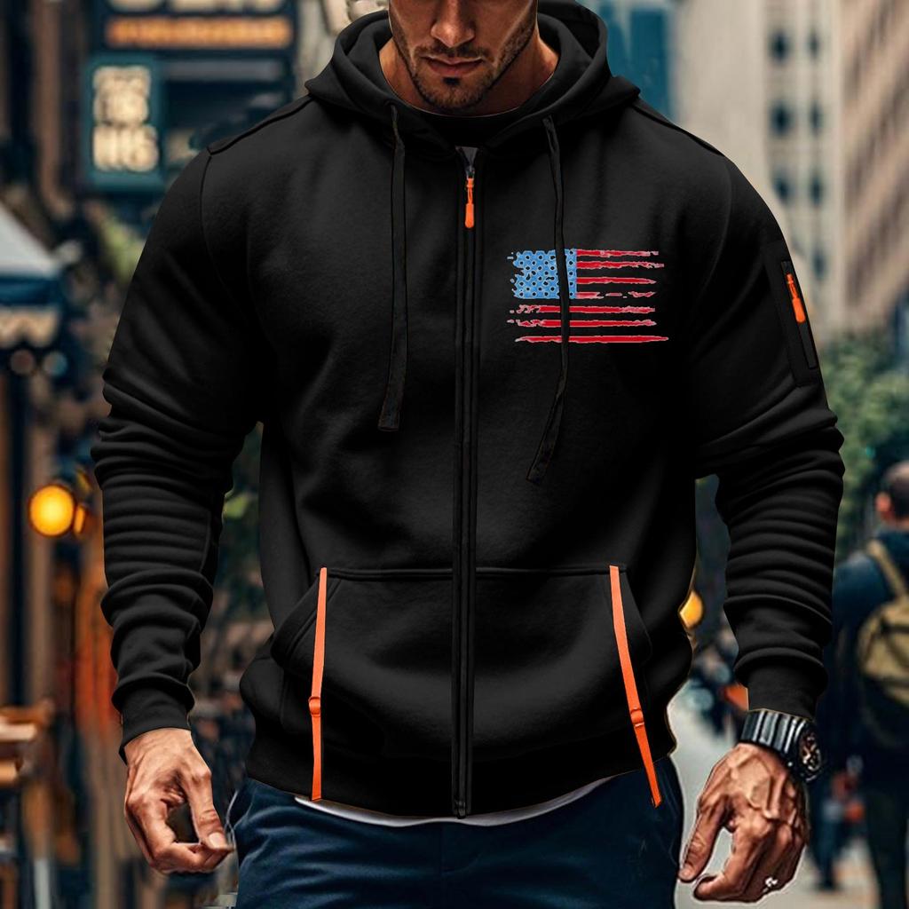 Мужская спортивная повседневная толстовка с капюшоном, кардиган с капюшоном на молнии, многокарманное пальто с капюшоном