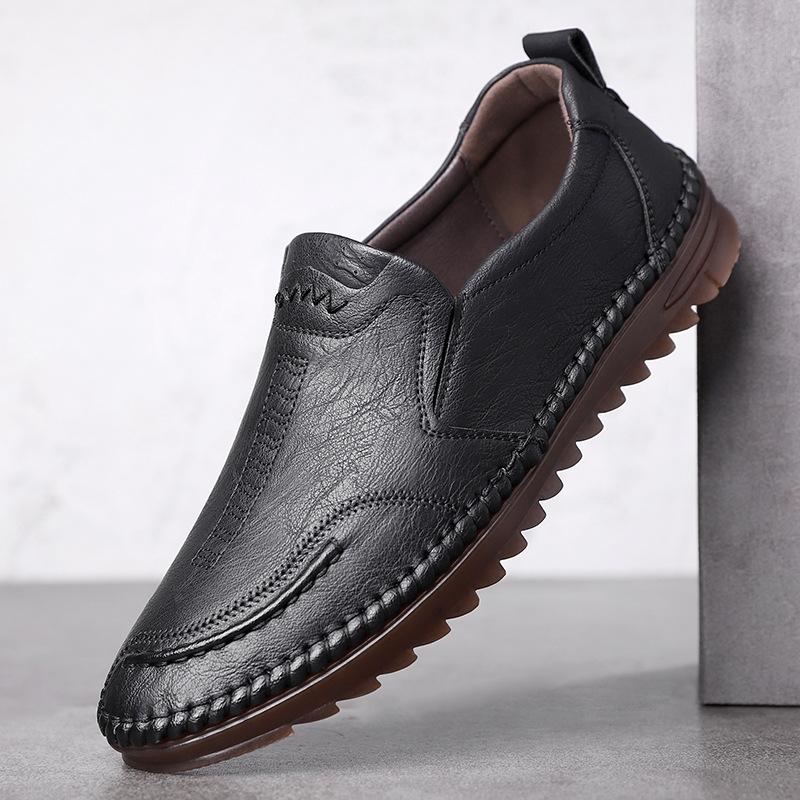 2025 Spring New Men's Daily Casual Leather Shoes Men's Shoes Hand-stitched Soft Leather Soft Sole Casual Men's Shoes 6855