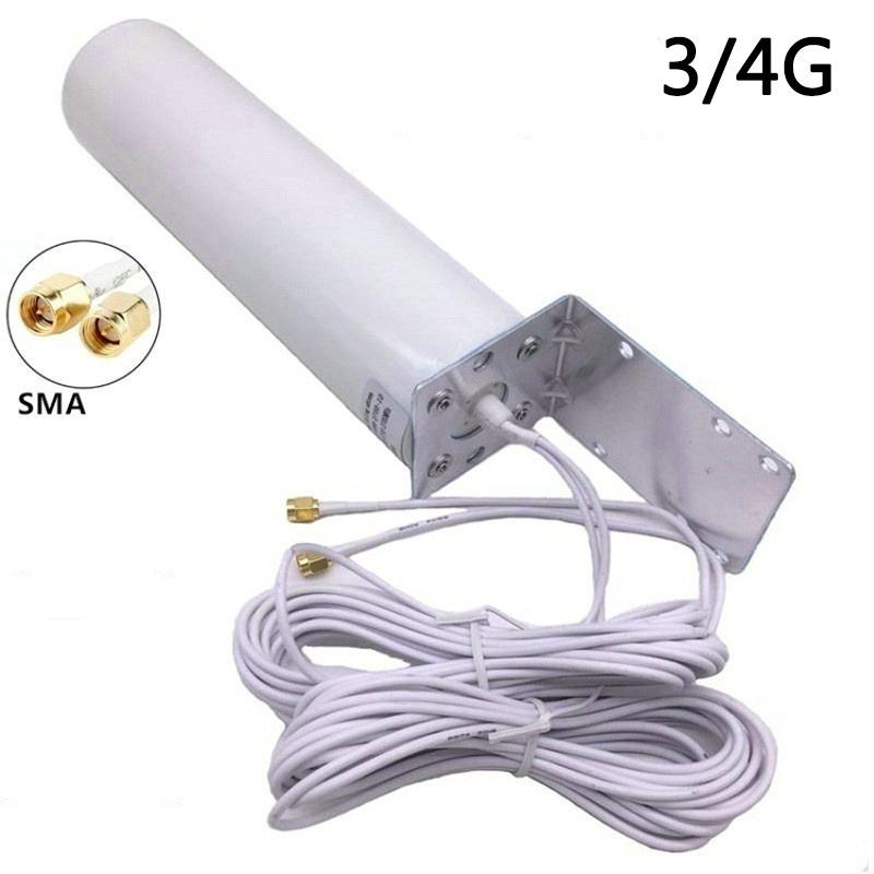 White Dual SMA/TS9/CRC9 Male 3G 4G LTE Outdoor Wall Mount Signal Booster Amplifier Antenna with Fixed Bracket 698-2700MHZ