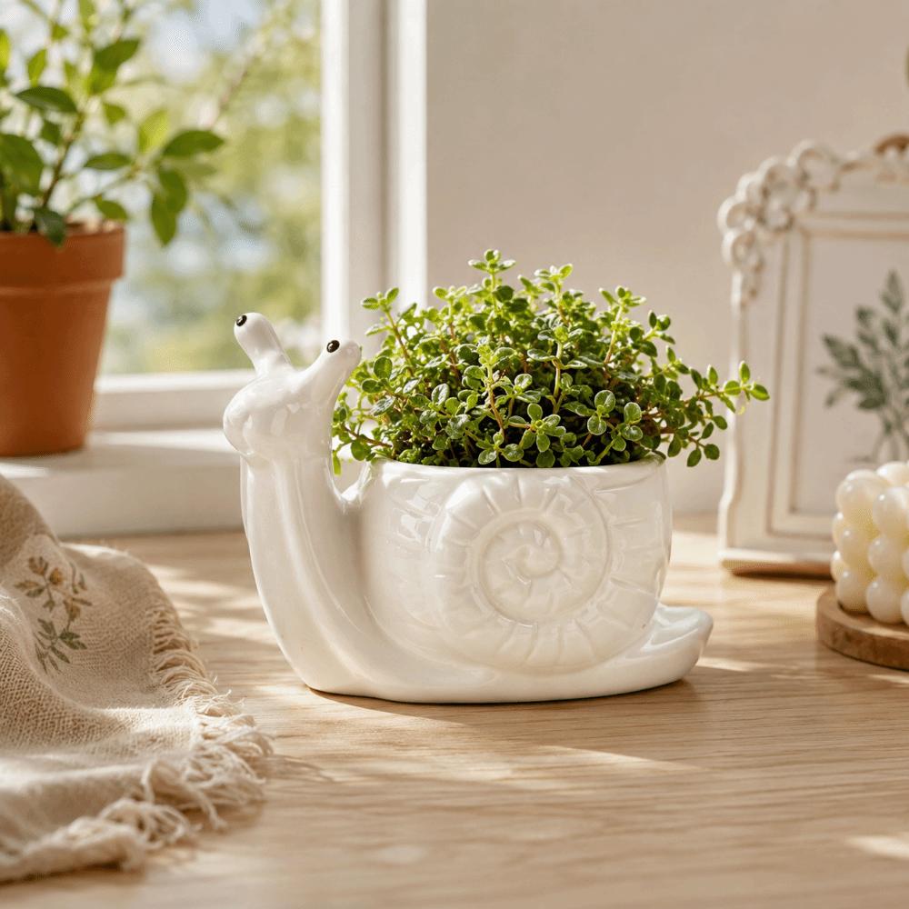 Storage Box Succulent Flowerpot Snail Shape Potted Planter Ceramic Flower Pot Indoor