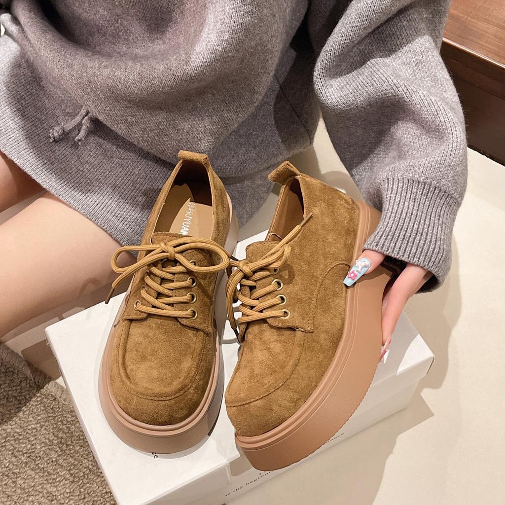 Туфли Boken на платформе, женская весна 2025, новые повседневные туфли на шнуровке в стиле ретро, универсальные мокасины на мягкой подошве, одинарные туфли