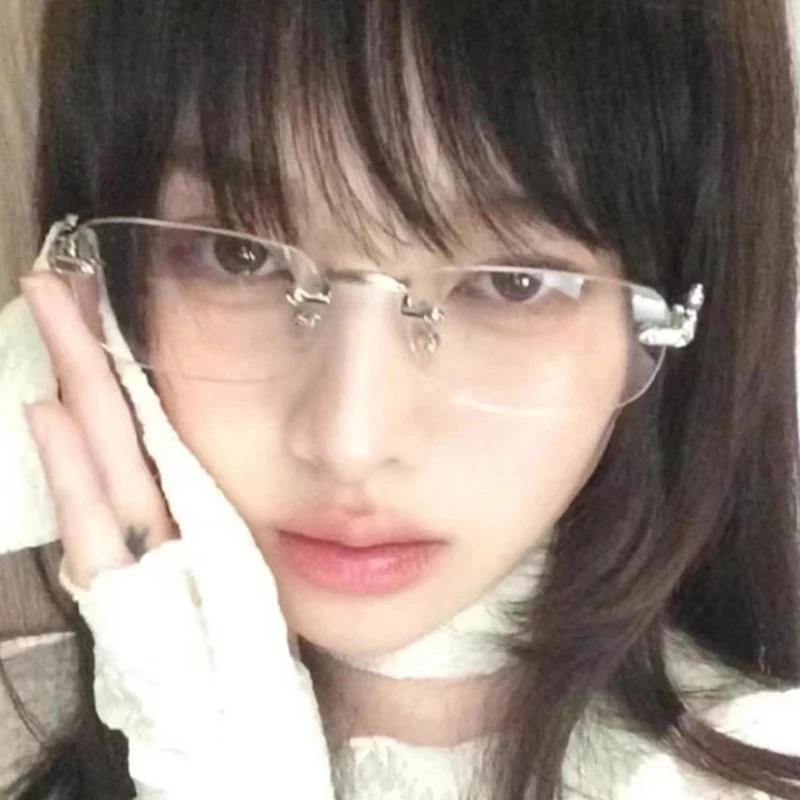 2025 Y2K женские ретро очки с маленькой квадратной оправой для девочек японские очки Harajuku без оправы компьютерные анти-синие очки