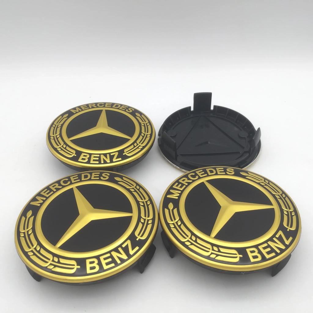 For Mercedes Benz 4pcs 3D 75mm For Mercedes Benz AMG Car emblem Wheel hub Center Cap Badge covers sticker Decals Styling accesso