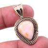 Natural Pink Opal Gemstone 925 Solid Sterling Silver Two Tone Pendant 1.50" n0N17