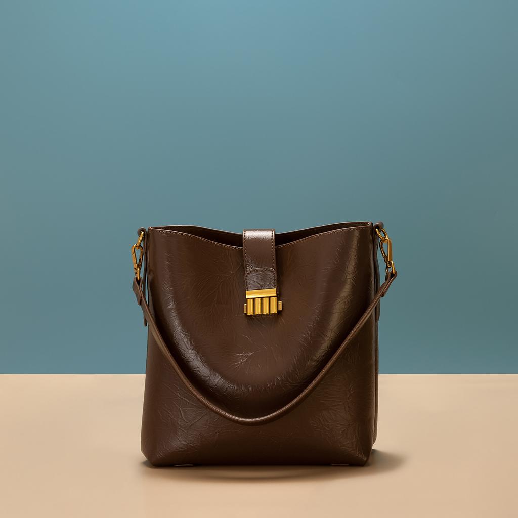 2024 New High-End Bucket Bag, Vintage Soft Leather Mother-and-Child Bag, Large Capacity Versatile Commuting Shoulder and Crossbody Bag for Women