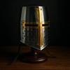 Great Crusader Helmet with Stand, Medieval Templar Helmet with Brass Cross, 18th Century Steel Armor