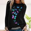 Женские осенние топы, свободные кошачьи красивые принты бабочек, повседневная футболка с длинными рукавами, топ, блузка