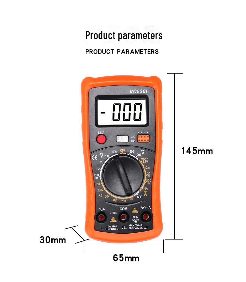 Compact A830L Digital Multimeter: High-Precision, Portable, Backlit Electromechanical Multifunction Meter