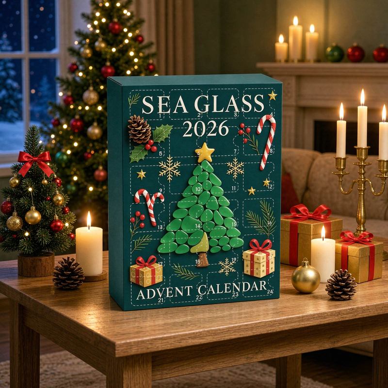 Christmas Countdown Calendar Novelty Box Sea Glass Shaped Decorative Pendant Box Christmas Themed Kids Learning Desk Clock