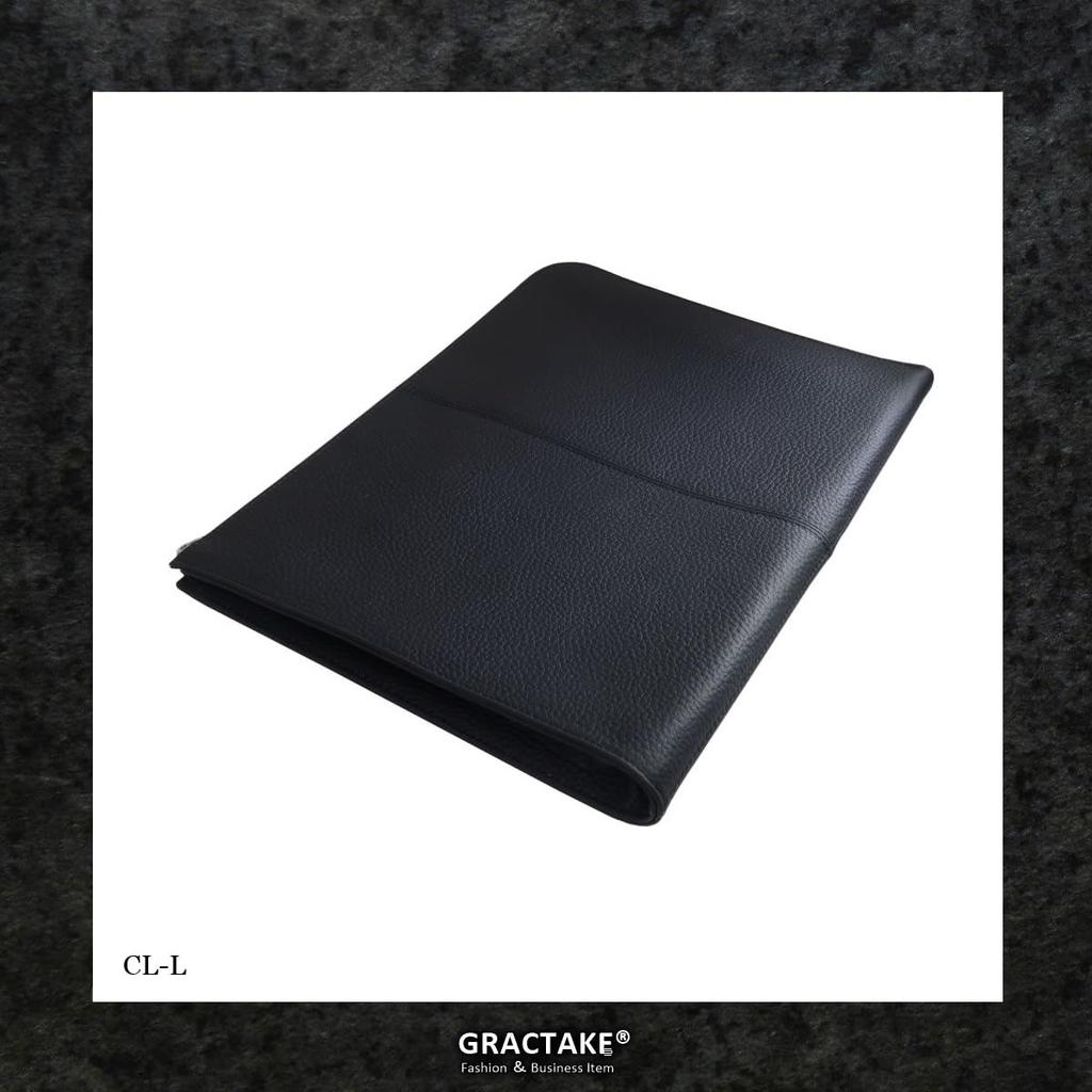 Clutch Bag for Genuine Large Second A4 Document Wedding [GRACTAKE] [Envelope Fits] Men, Leather, Bag, L-shaped Zipper, File, Holder, CL-L