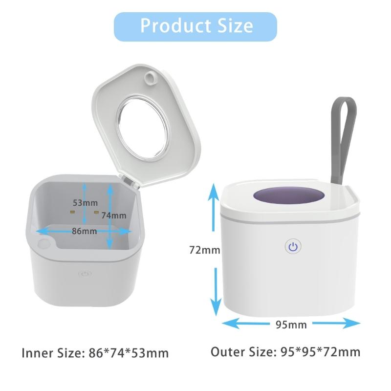 Portable Pacifier Sterilizer Case UVC Light Cleaning Box Convenient USB C Rechargeable for Denture Straw Nipple